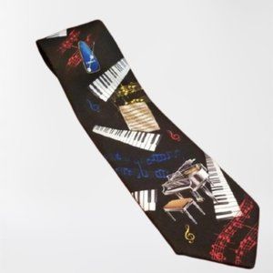 Utopia Piano Print Silk Tie